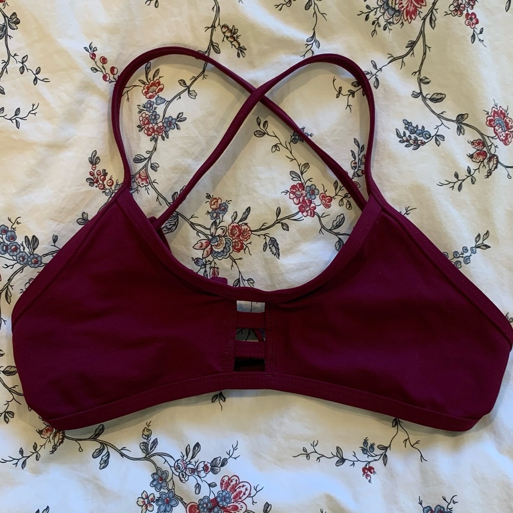 Jolyn Tomcat Tie-Back Bikini Top in Cabernet (Size S)